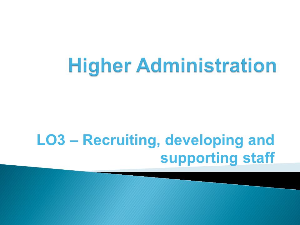LO3 – Recruiting, developing and supporting staff