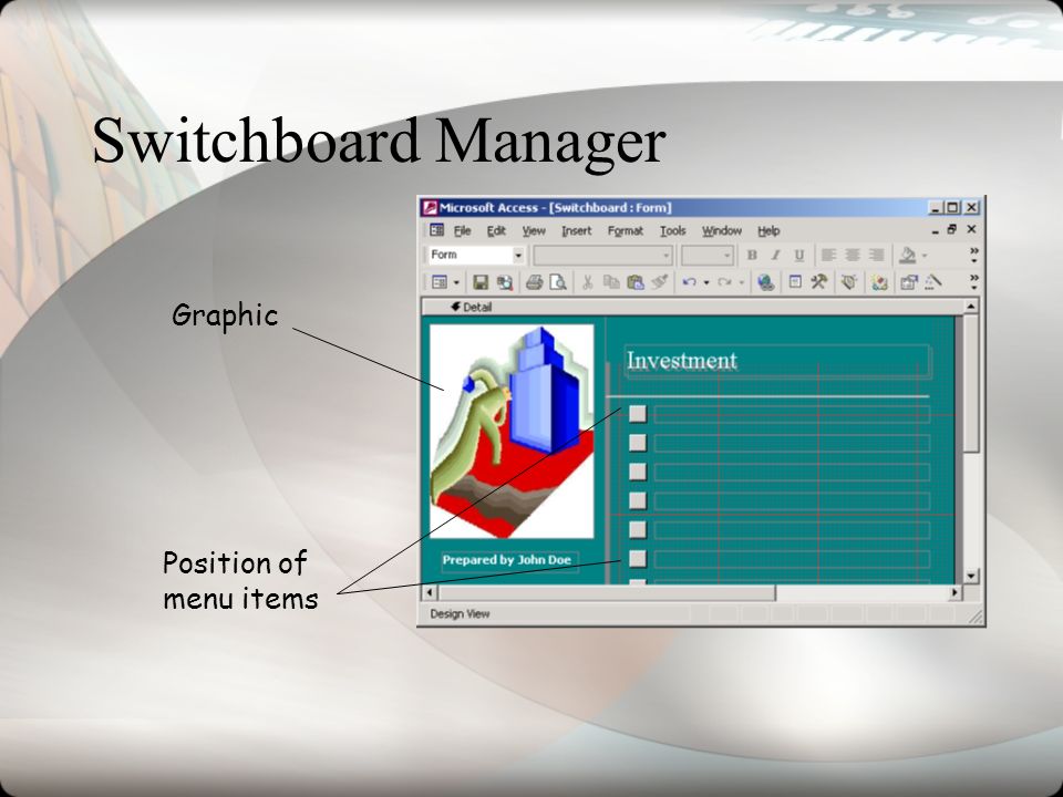 ms access switchboard manager