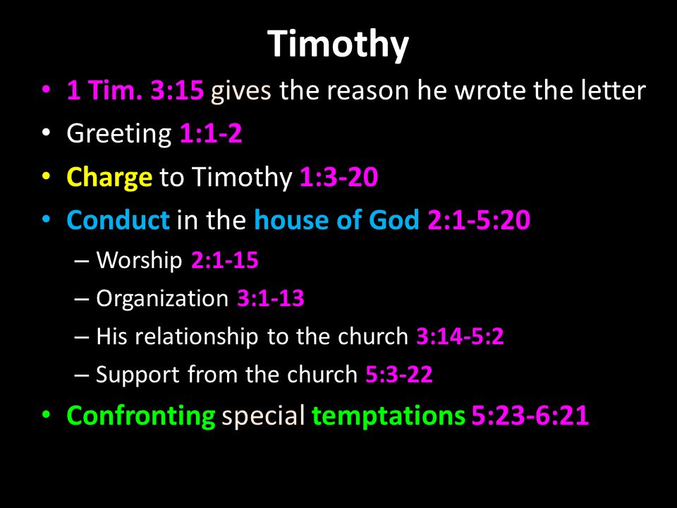 Conduct In The House Of God 1 Timothy 315 Timothy Son Of A