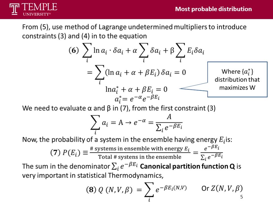 Lecture 2 Canonical Ensemble And The Partition Function Dr Ronald M Levy Statistical Thermodynamics Ppt Download
