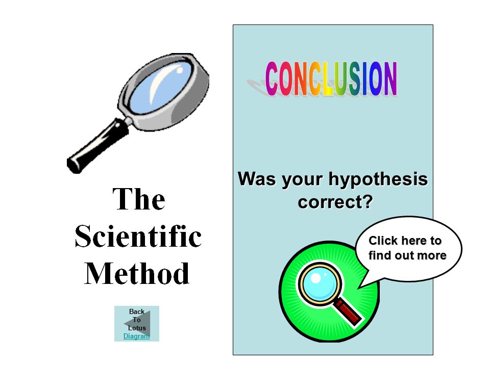 Was your hypothesis correct correct Click here to find out more Back To Lotus Diagram