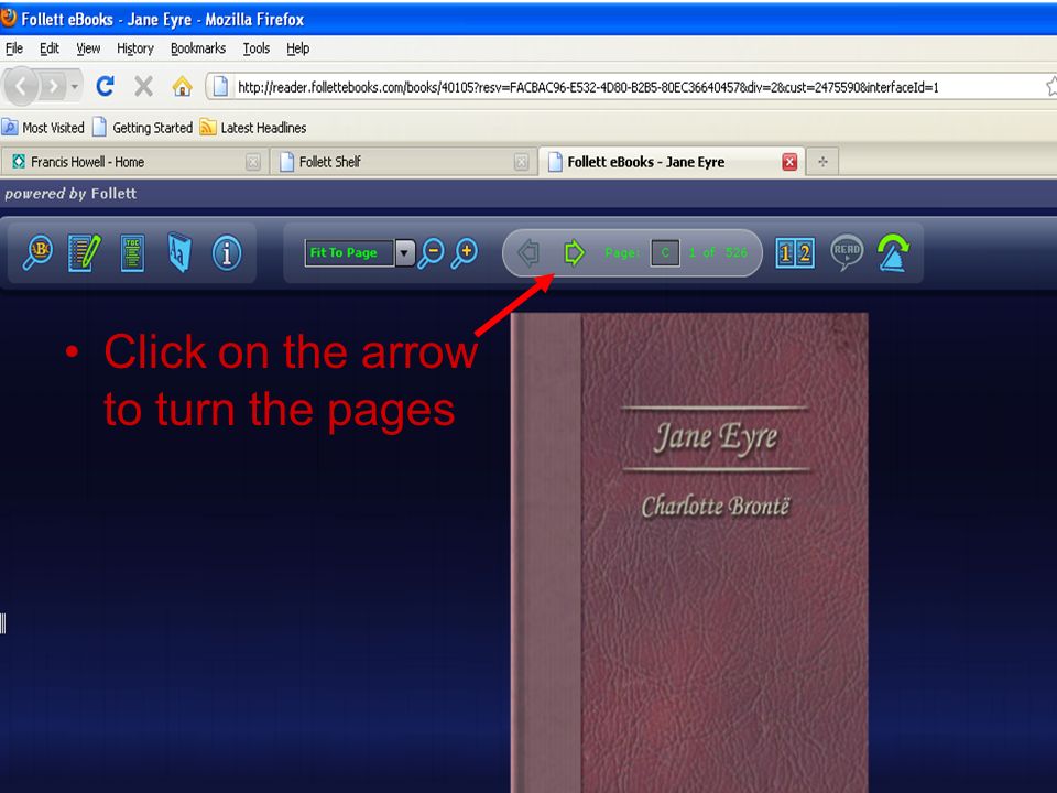 Click on the arrow to turn the pages