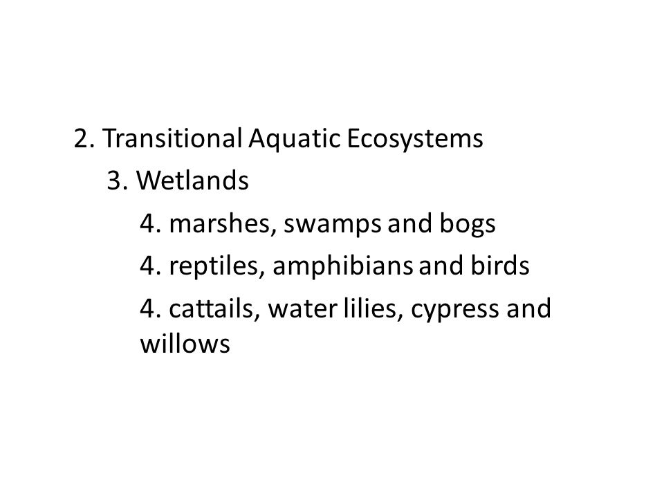 2. Transitional Aquatic Ecosystems 3. Wetlands 4.