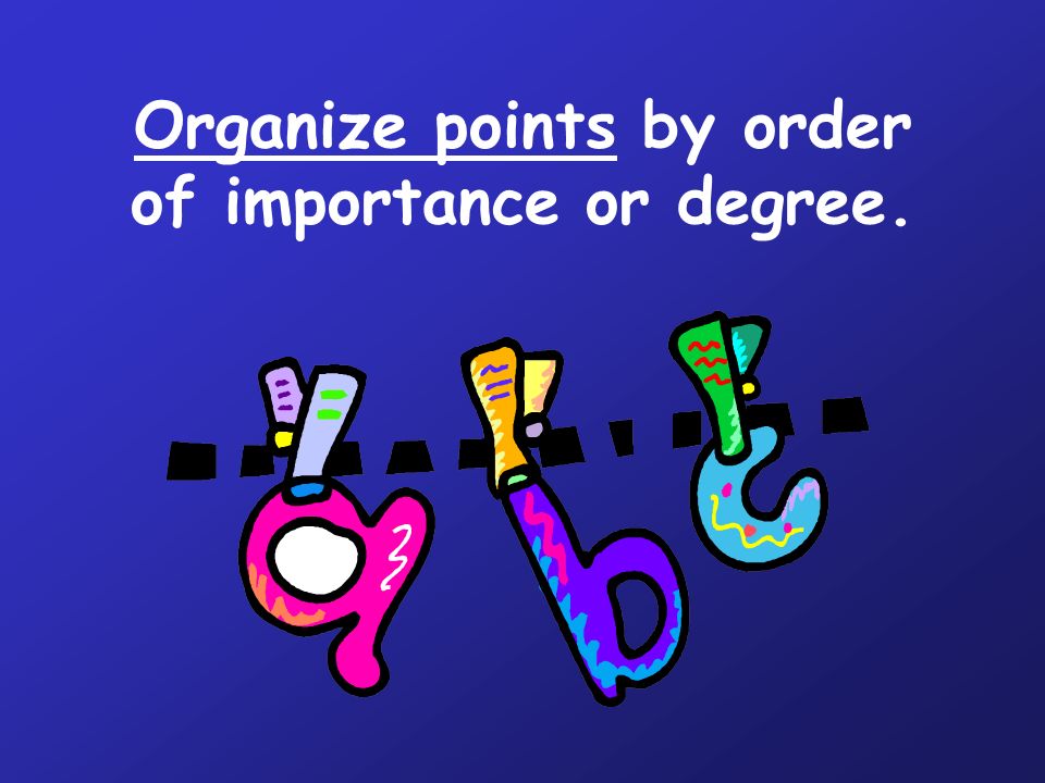 Organize points by order of importance or degree.