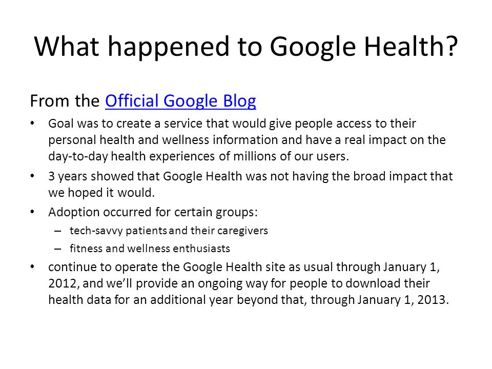 What happened to Google Health.