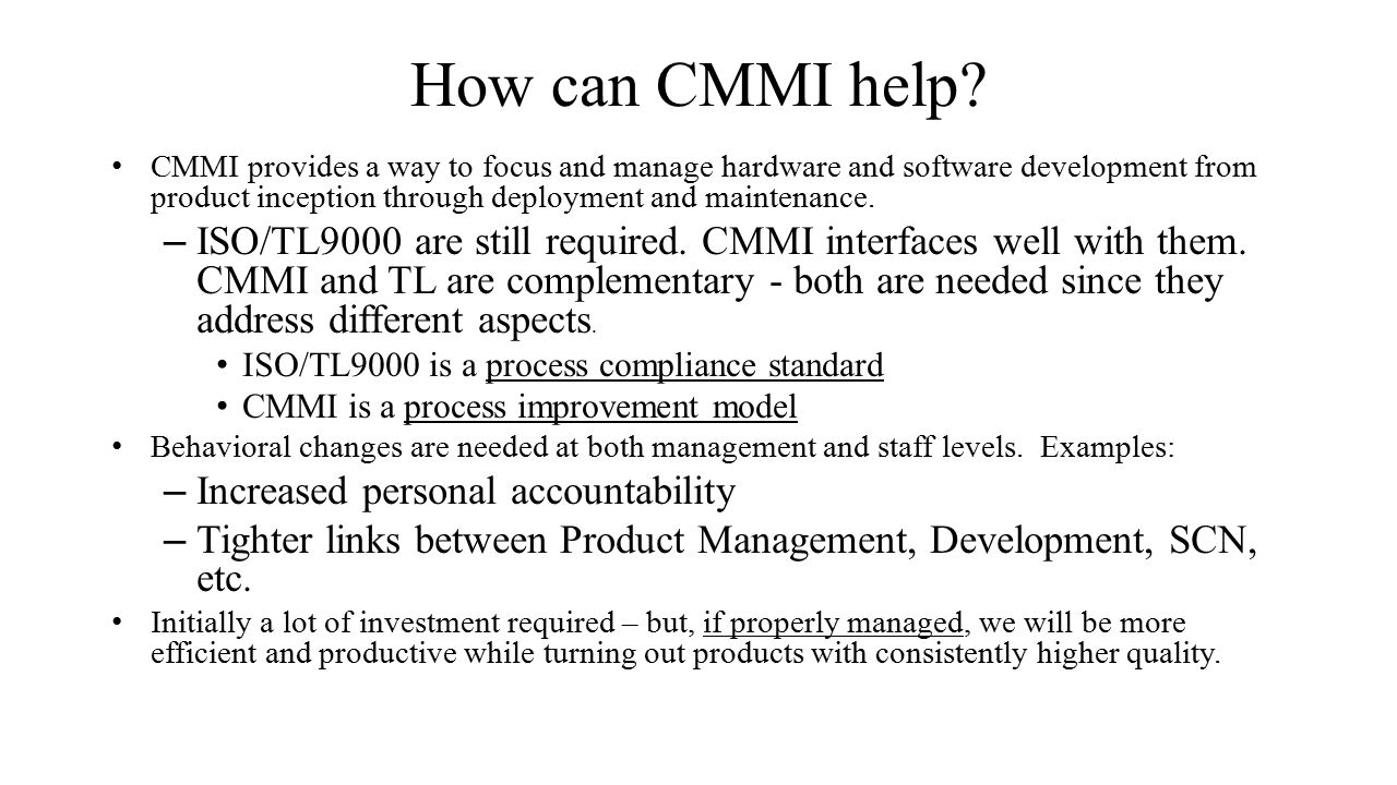How can CMMI help.