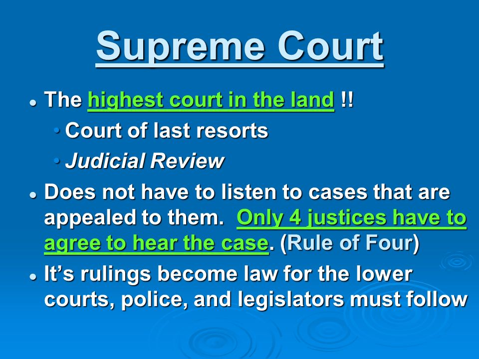 The highest court in the land !. The highest court in the land !.