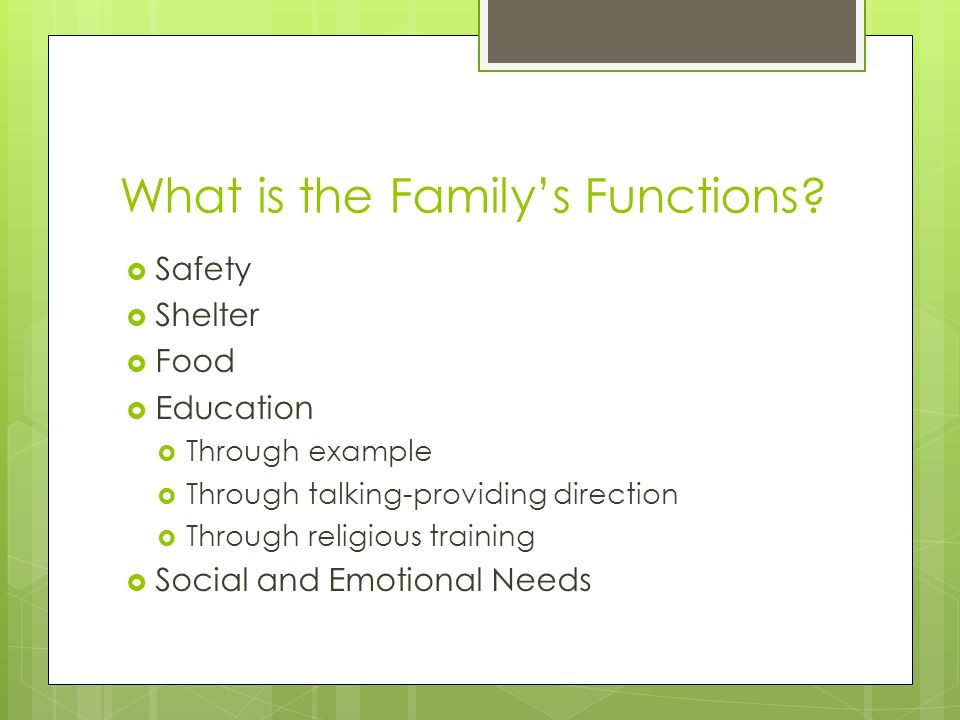 What is the Family’s Functions.