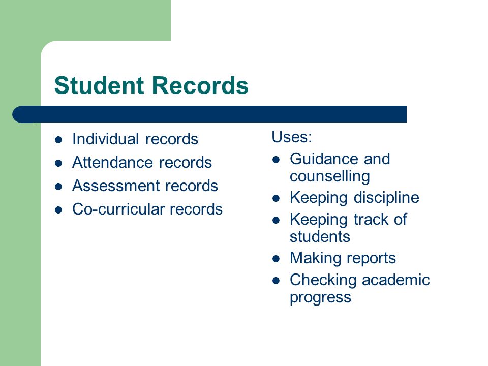 RECORD KEEPING IN EDUCATIONAL INSTITUTIONS. The Basics of Record Keeping A  record is a written account of facts Record keeping is the art of storing  information. - ppt download
