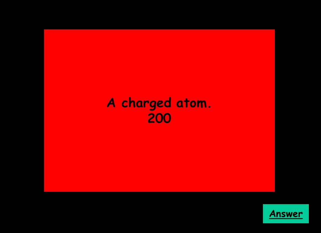 A charged atom. 200 Answer
