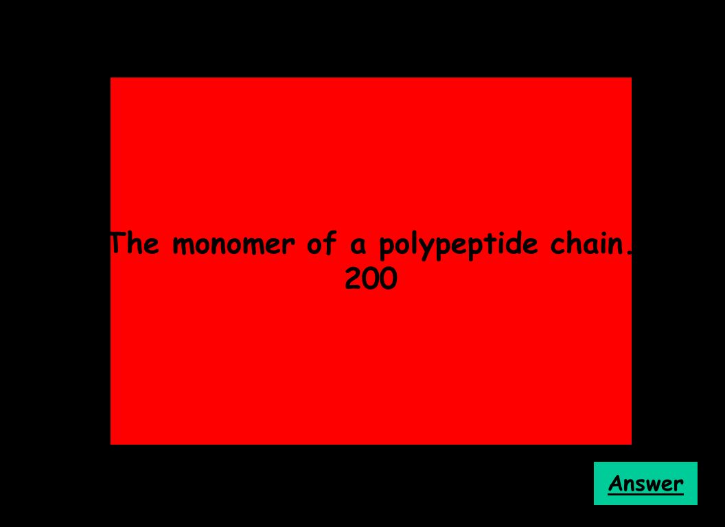 The monomer of a polypeptide chain. 200 Answer