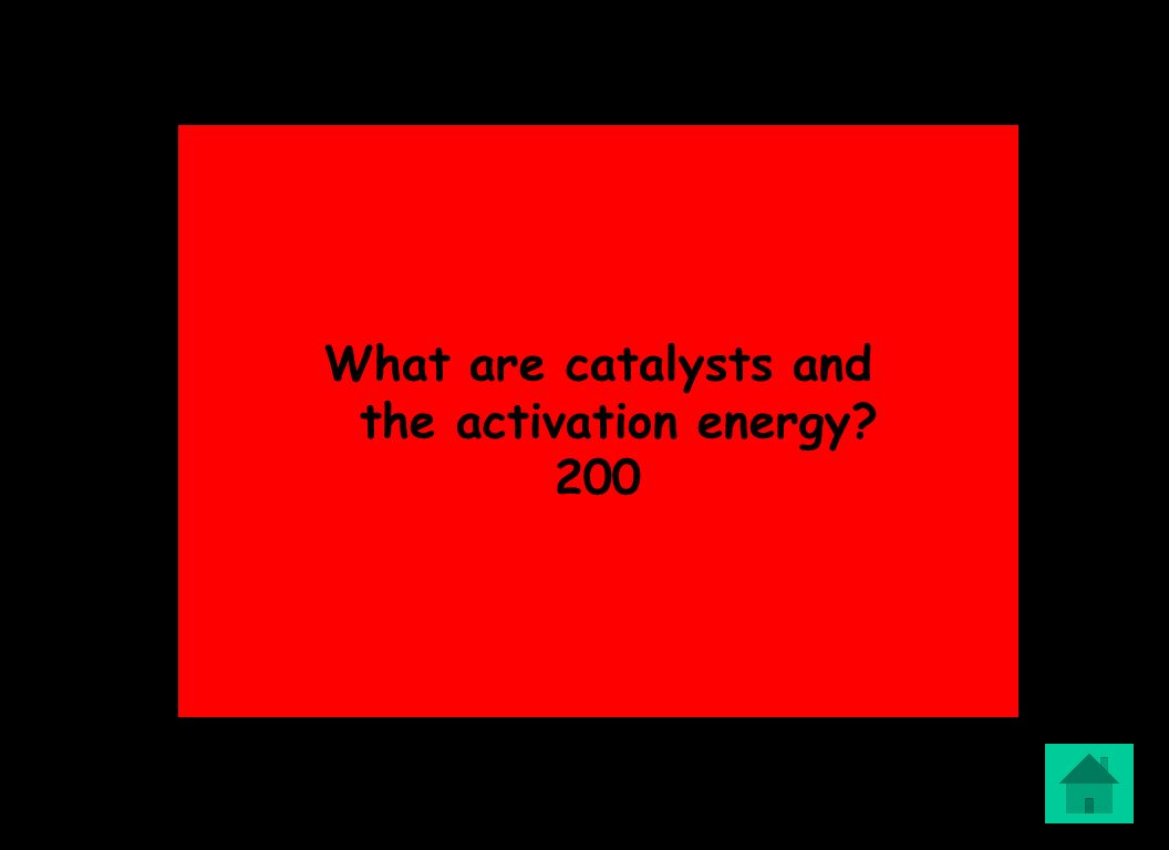 What are catalysts and the activation energy 200