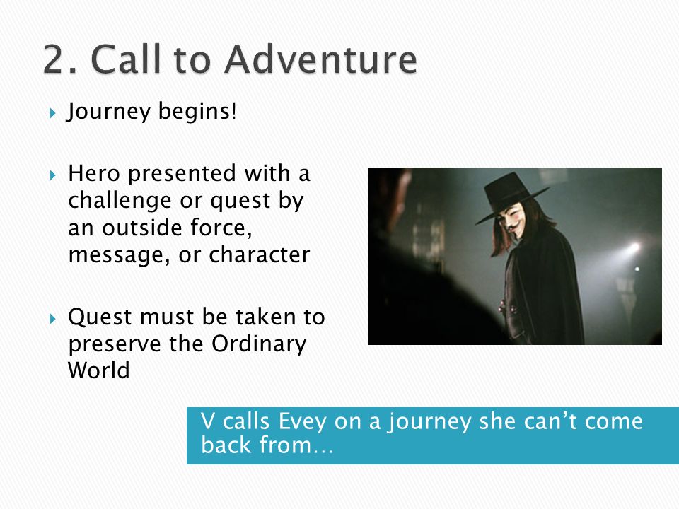 V calls Evey on a journey she can’t come back from…  Journey begins.