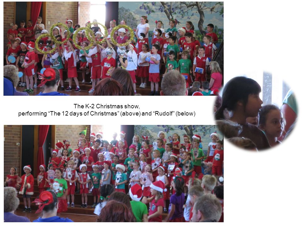 The K-2 Christmas show, performing The 12 days of Christmas (above) and Rudolf (below)