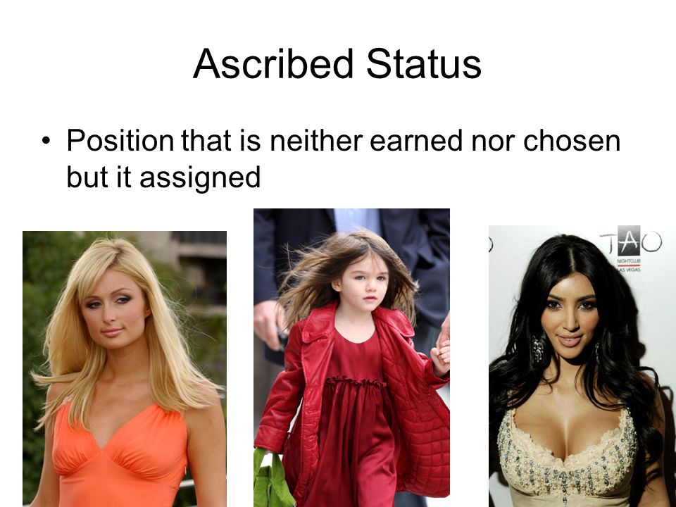 Ascribed Status Position that is neither earned nor chosen but it assigned