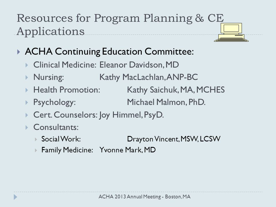 Continuing Education for Program Planners Wednesday, May 29