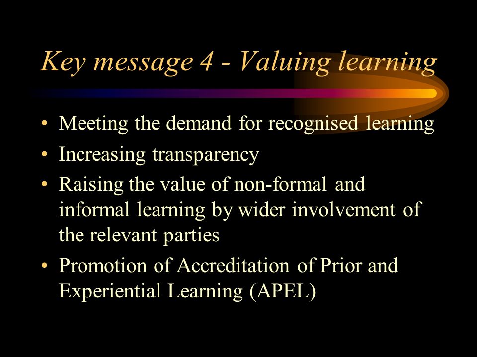 Key message 3 - Innovation in teaching and learning User-oriented learning systems - new learner groups and new settings Teaching methods and integrating ICT- based technology Professional role of teachers and trainers Educating and training practitioners