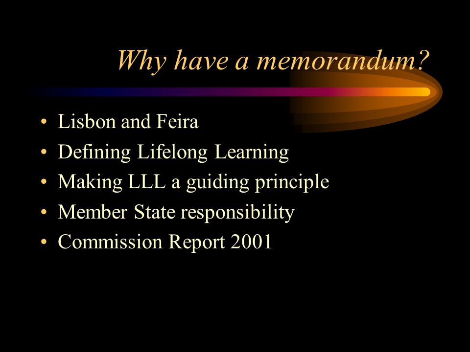 A Memorandum on Lifelong Learning