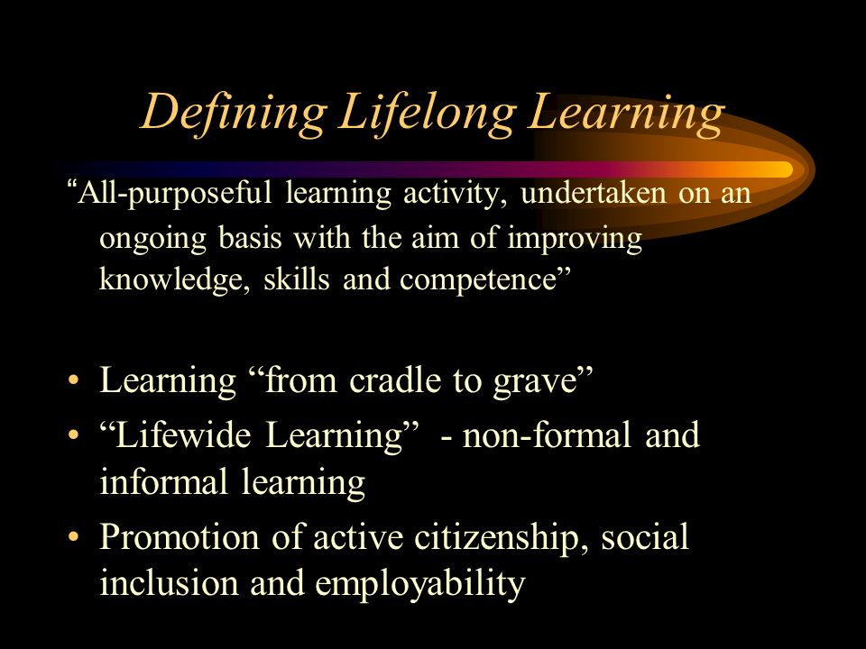 Developments to date 1996 European Year of Lifelong Learning Community education, training and youth programmes Luxembourg process Lisbon and Feira conclusions G8 Cologne Charter OECD