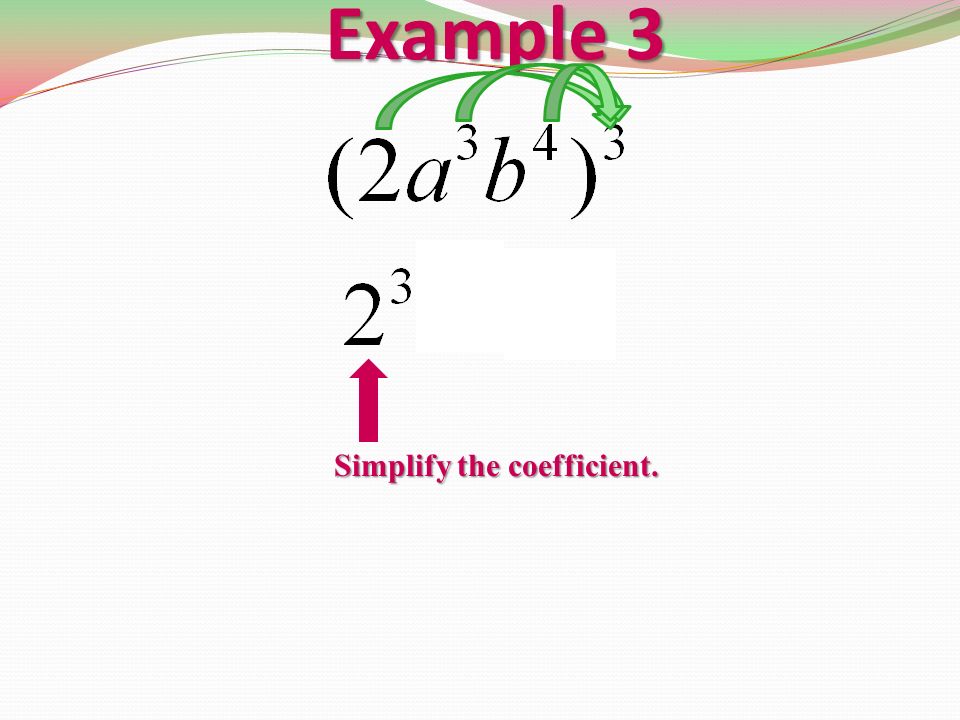 Example 3 Simplify the coefficient.