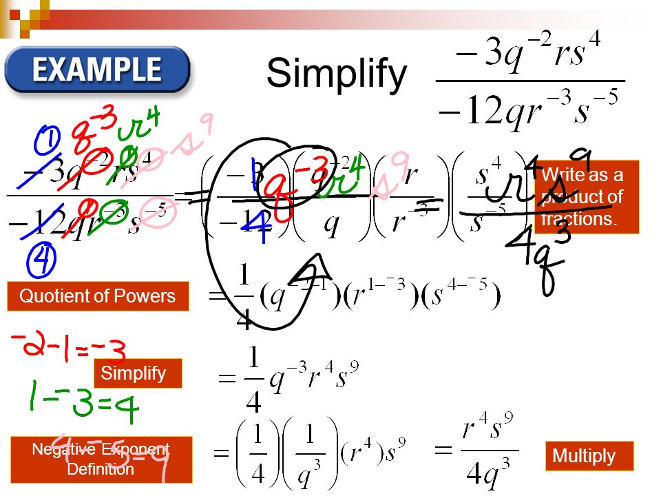 Simplify Write as a product of fractions.