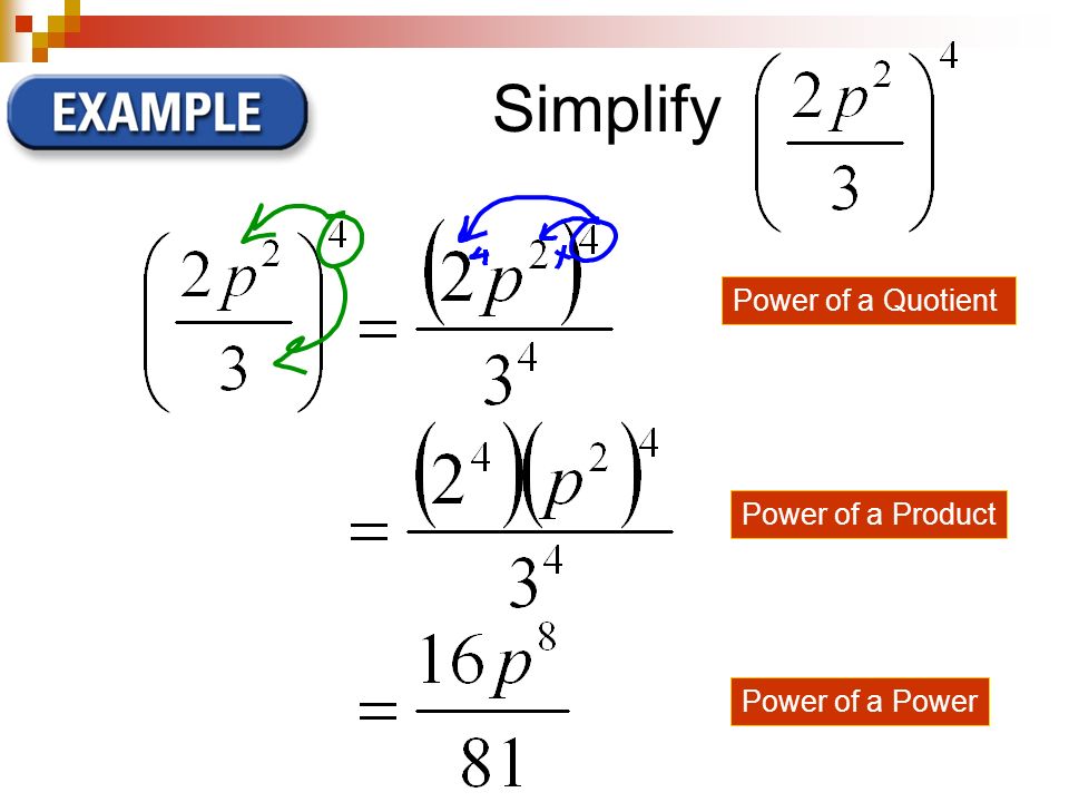 Simplify Power of a Quotient Power of a Product Power of a Power