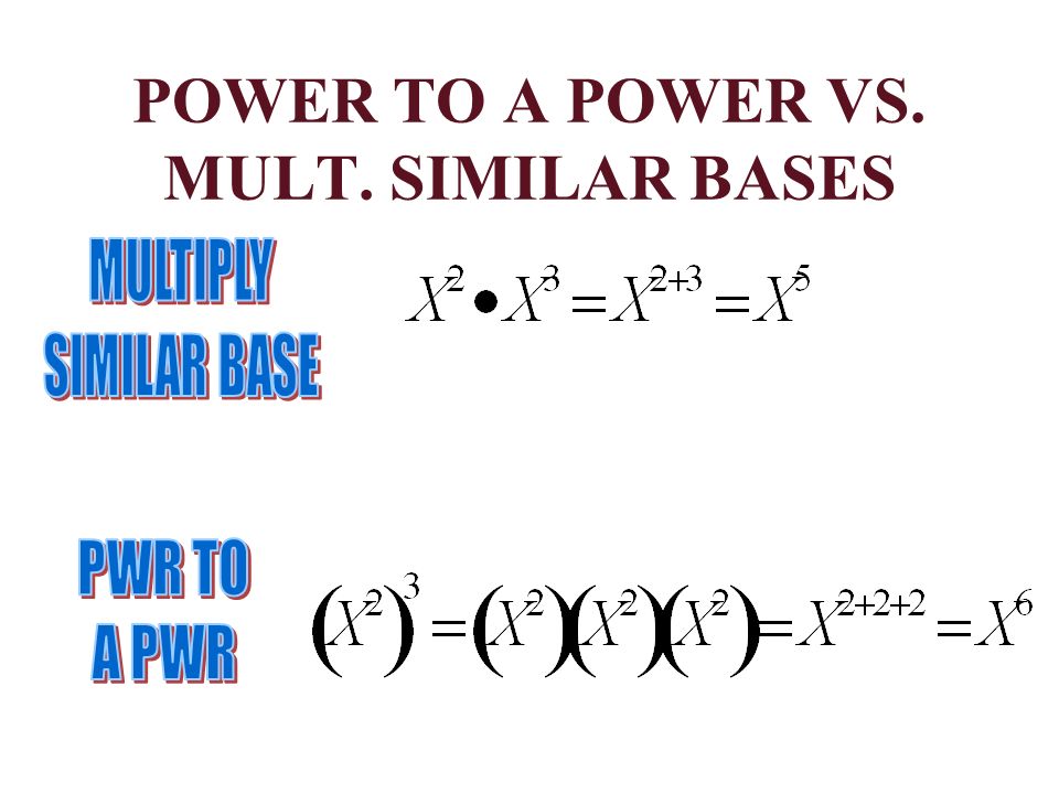 POWER TO A POWER VS. MULT. SIMILAR BASES