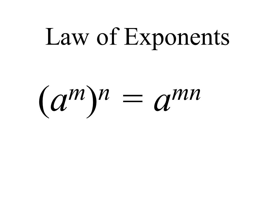 Law of Exponents (a m ) n = a mn