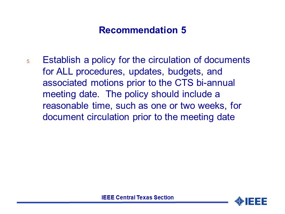 IEEE Central Texas Section Recommendation 5 5.