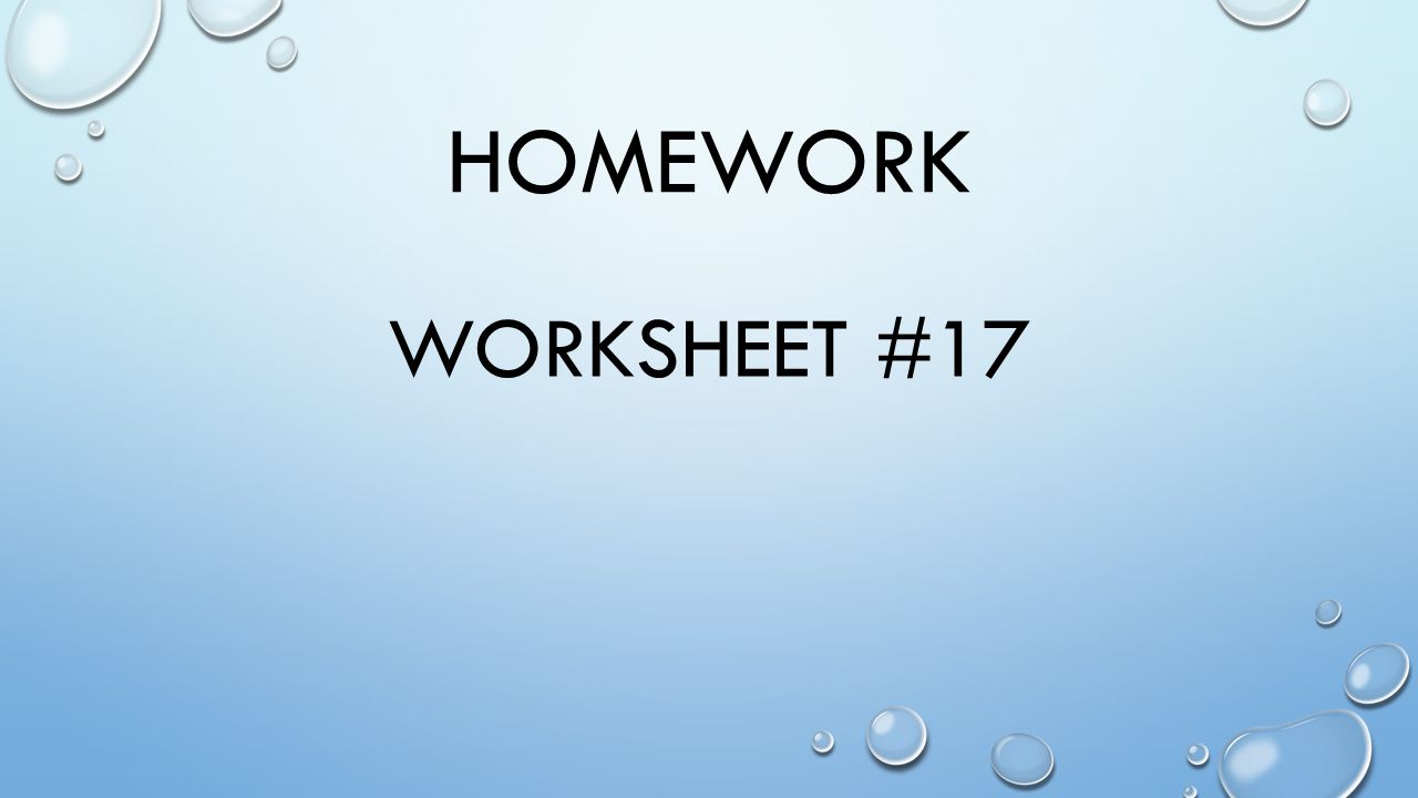 HOMEWORK WORKSHEET #17
