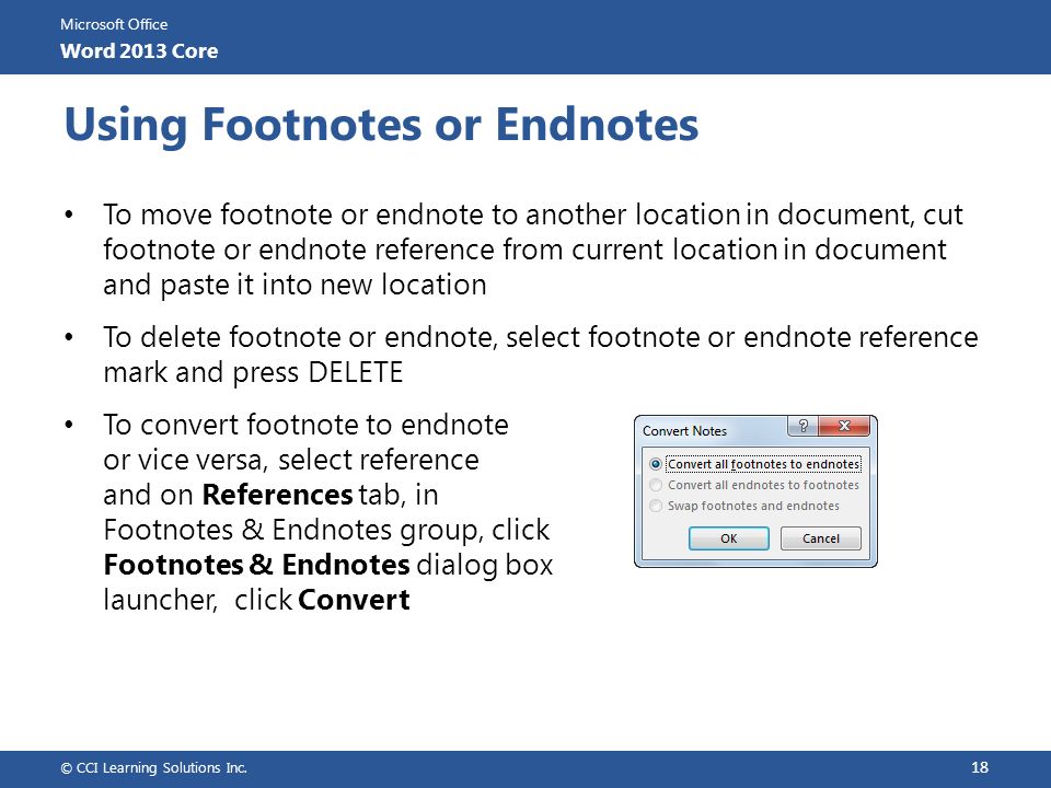 convert footnote to endnote word 2013