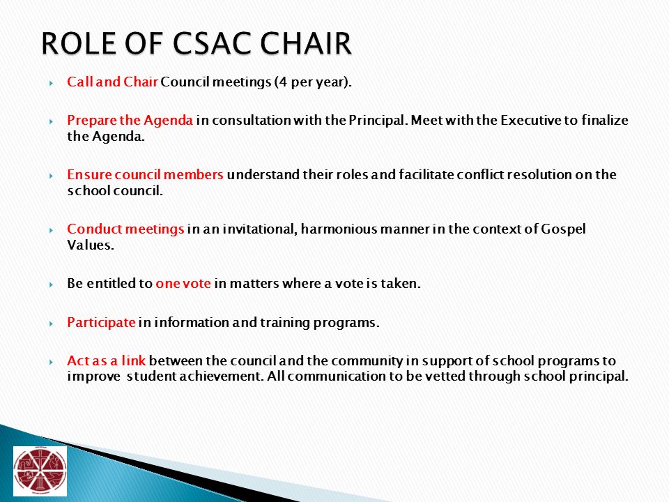  Call and Chair Council meetings (4 per year).