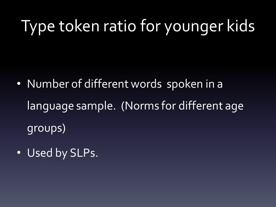Type Token Ratio Age Norms Chart