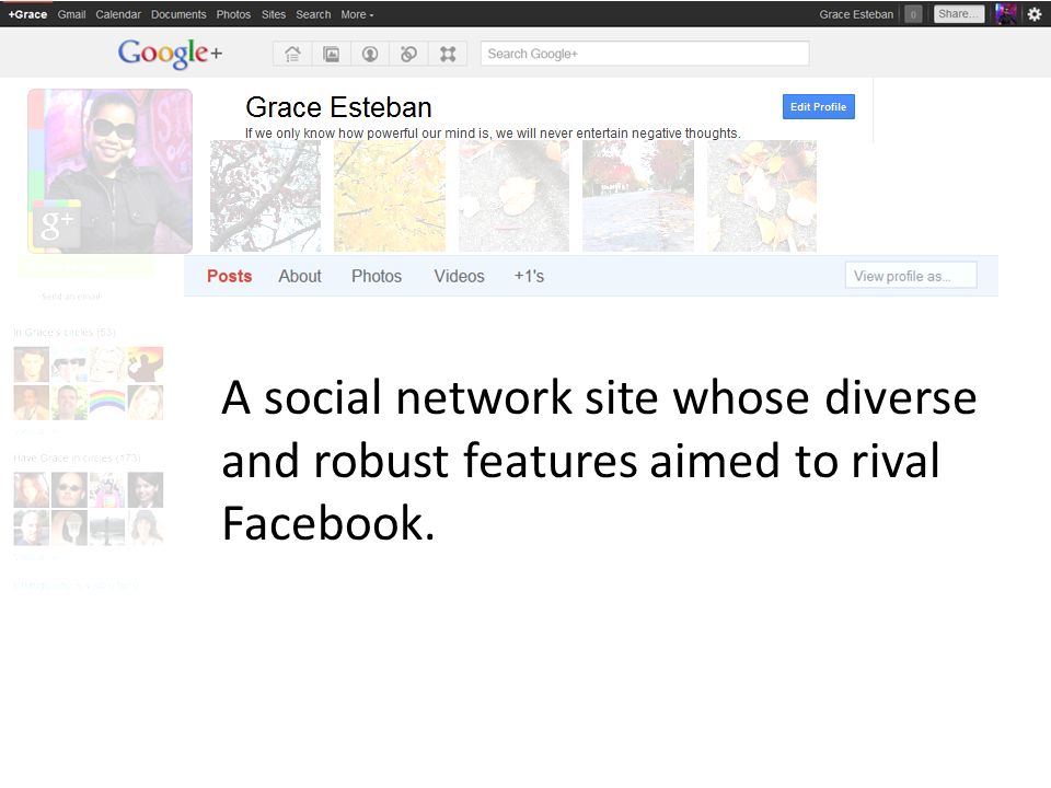 A social network site whose diverse and robust features aimed to rival Facebook.