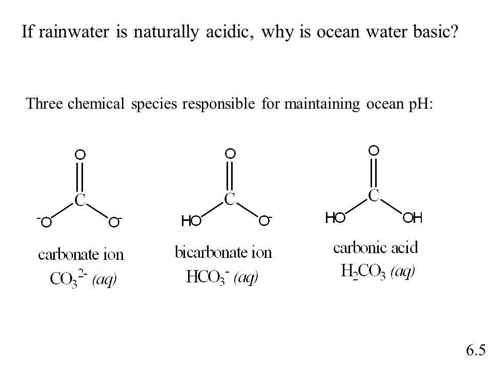 6.5 If rainwater is naturally acidic, why is ocean water basic.