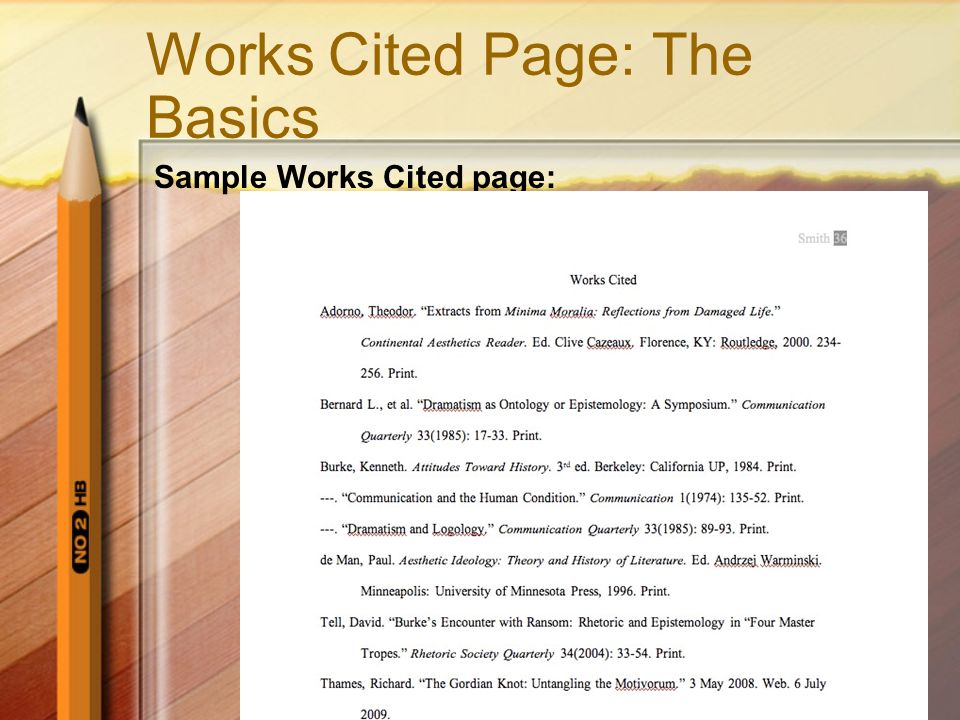 Works Cited Page: The Basics Sample Works Cited page: