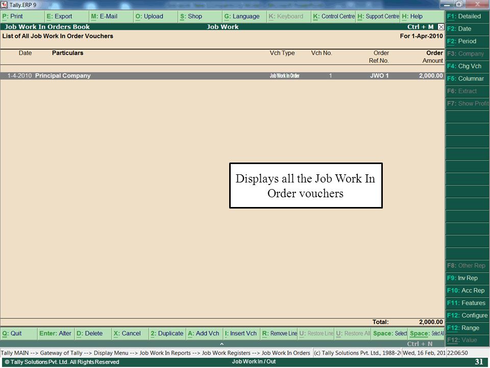 tally solutions pvt ltd all rights reserved tally erp 9 series a job work order book