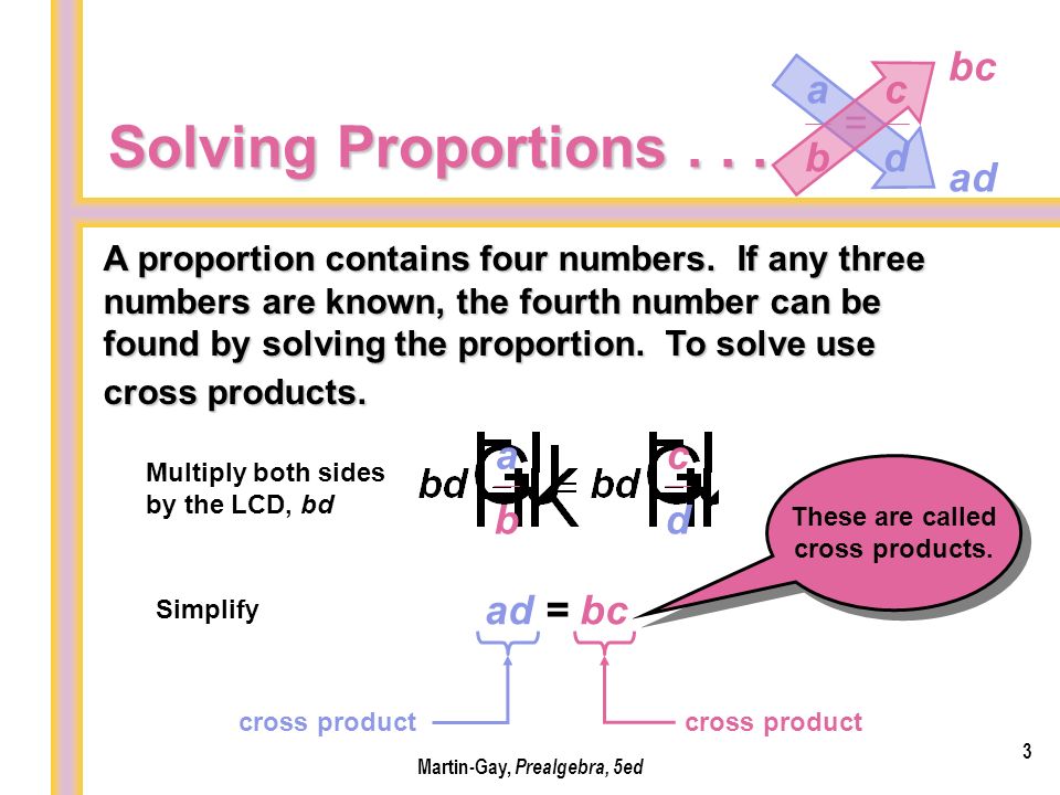 Solving Proportions... A proportion contains four numbers.