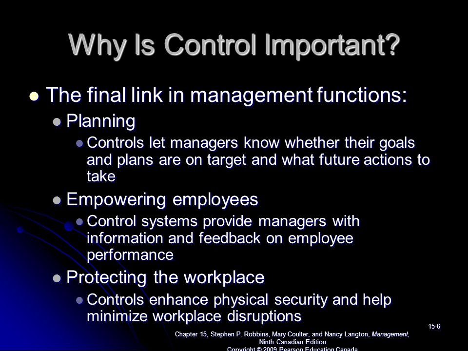 Why Is Control Important.