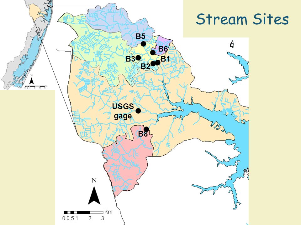 Stream Sites B8 B6 B5 B3 B2 B1 USGS gage