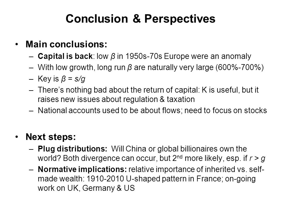 Capital Is Back Wealth Income Ratios In Rich Countries Thomas Piketty Gabriel Zucman Paris School Of Economics March Ppt Download