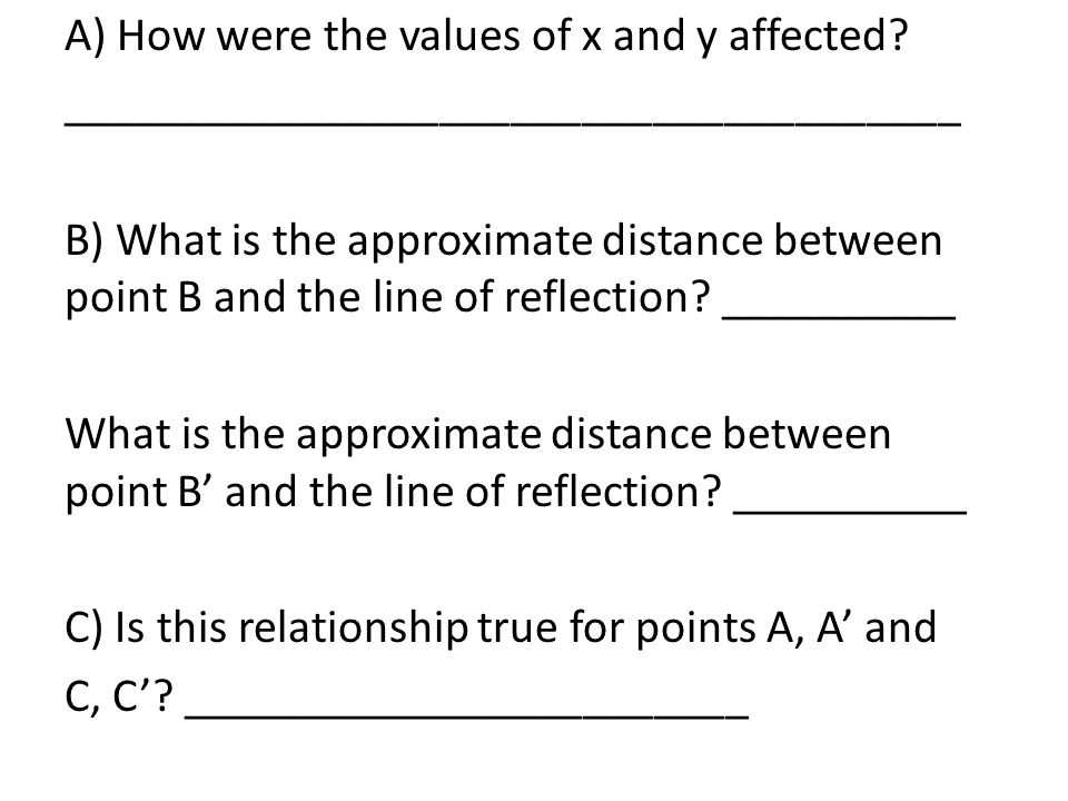 A) How were the values of x and y affected.