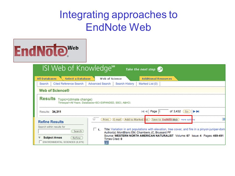 Integrating approaches to EndNote Web