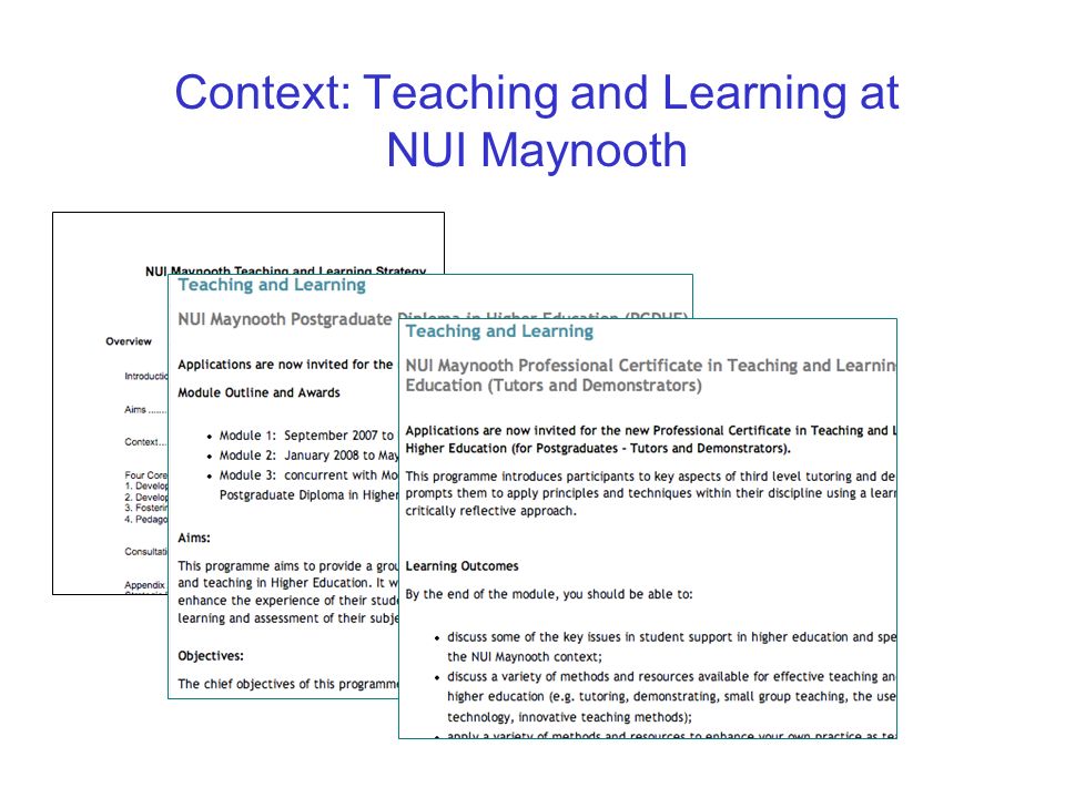 Context: Teaching and Learning at NUI Maynooth