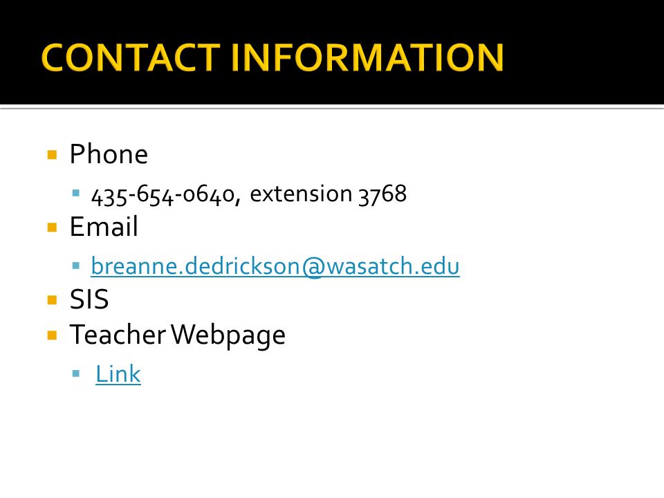 wasatch sis Phone , extension 3768 SIS Teacher Webpage ... wasatch sis Phone , extension 3768 SIS Teacher Webpage ...