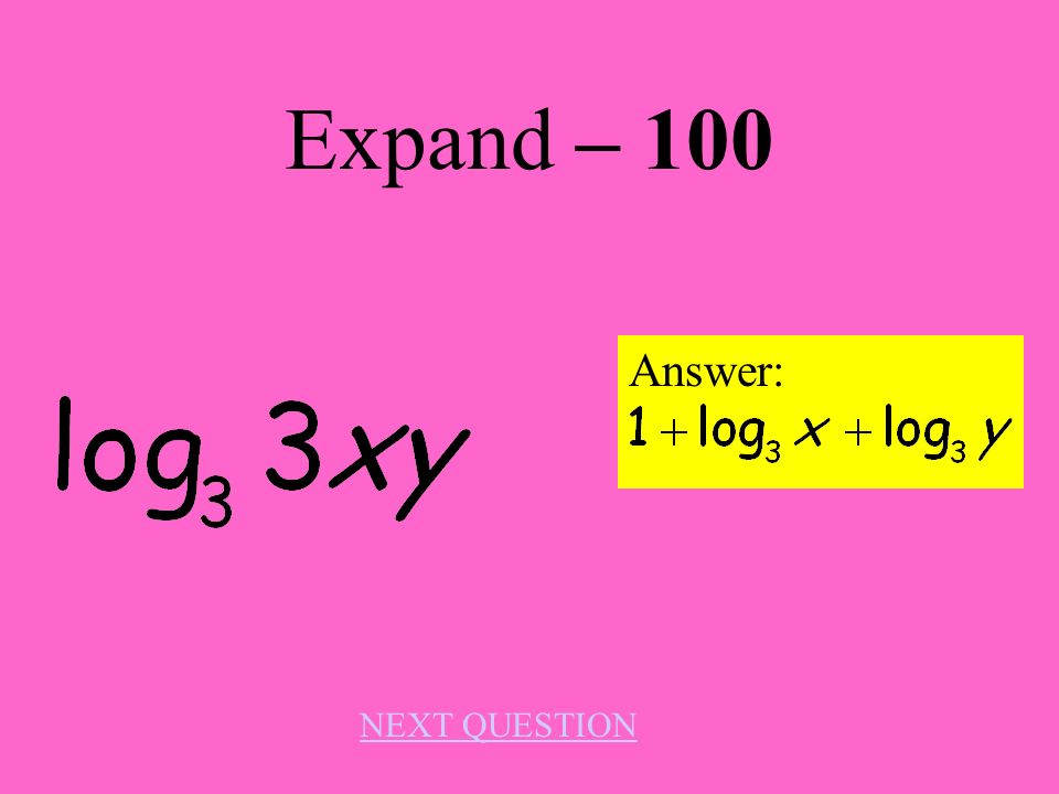 Simplify – 500 Answer: ln5 – 2 NEXT QUESTION