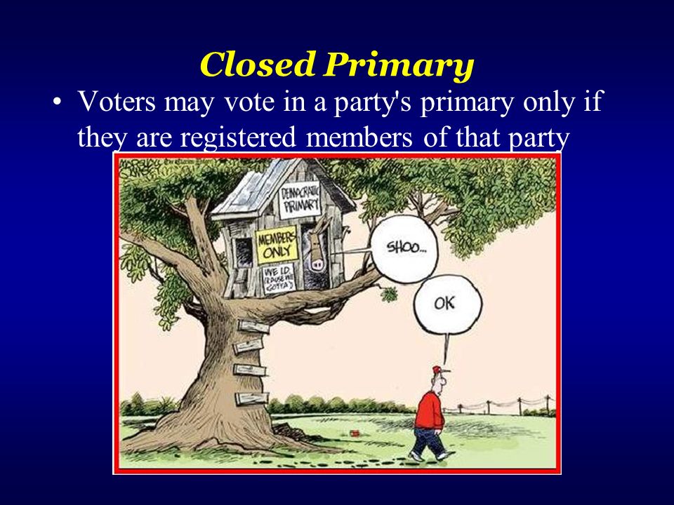 Closed Primary Voters may vote in a party s primary only if they are registered members of that party