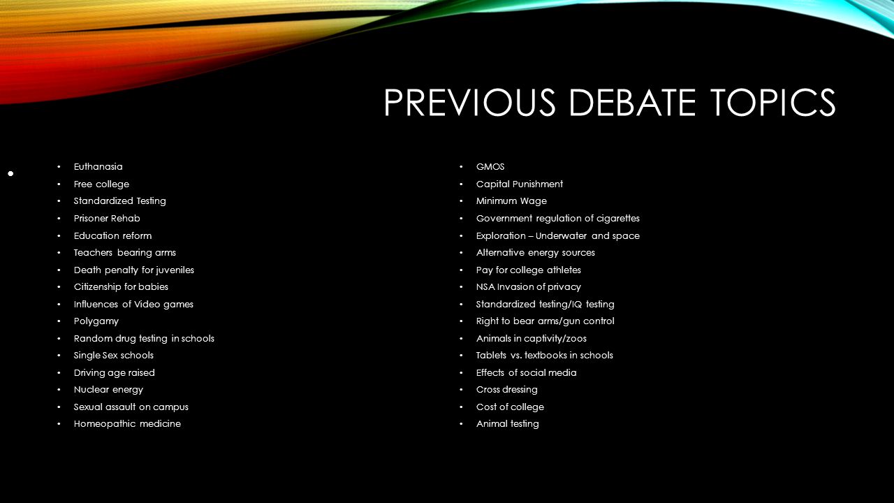 random debate topics my