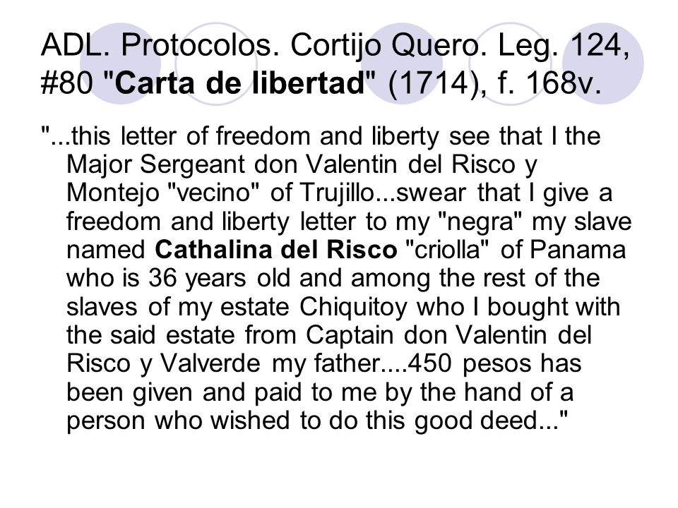ADL. Protocolos. Cortijo Quero. Leg. 124, #80 Carta de libertad (1714), f.