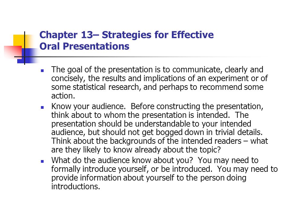 chapter 13 strategies for effective oral presentations the goal of strategies presentation